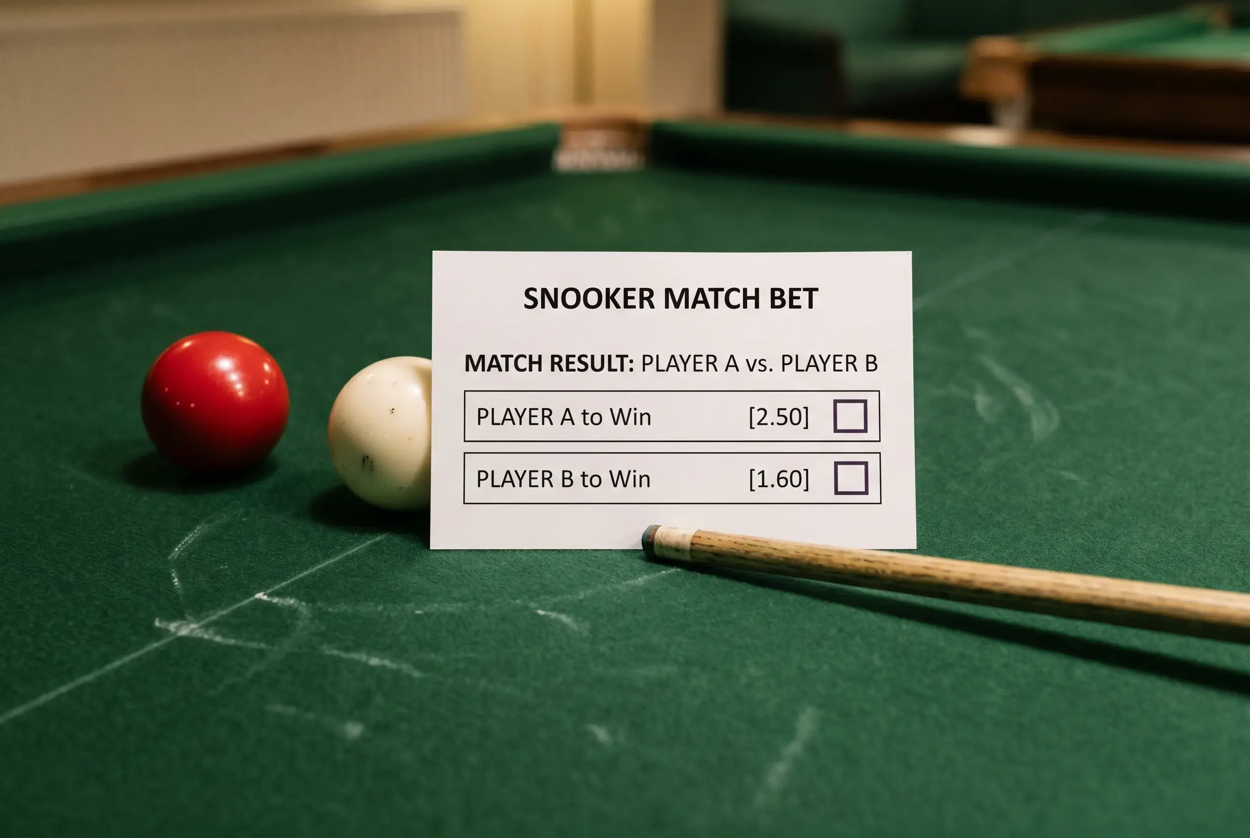Snooker Wetten Einsteiger — einfacher Wettschein neben Snookertisch für Anfänger